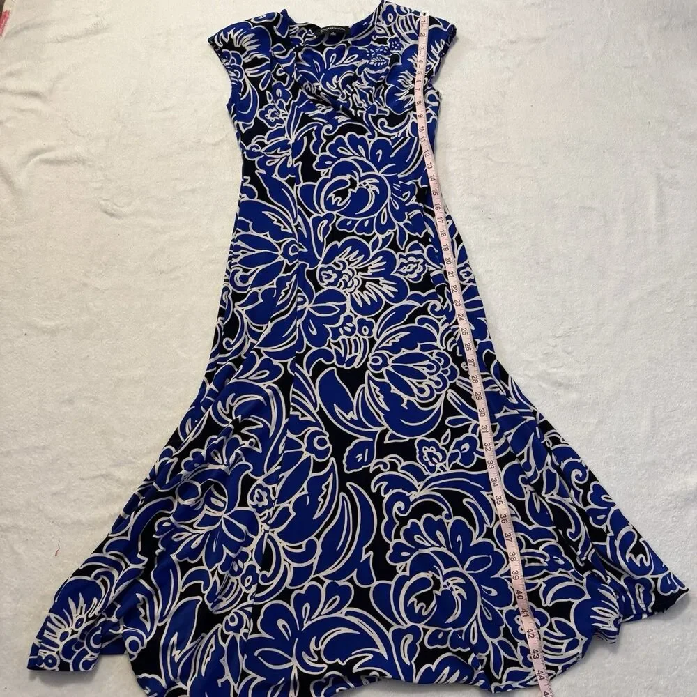 Jones New York Women’s Blue White Floral Print Sleeveless Dress Sizes 4 Dressy